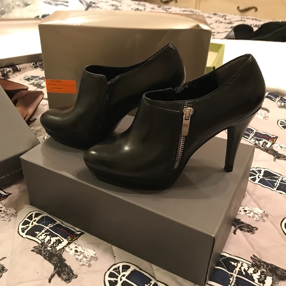 Black leather booties